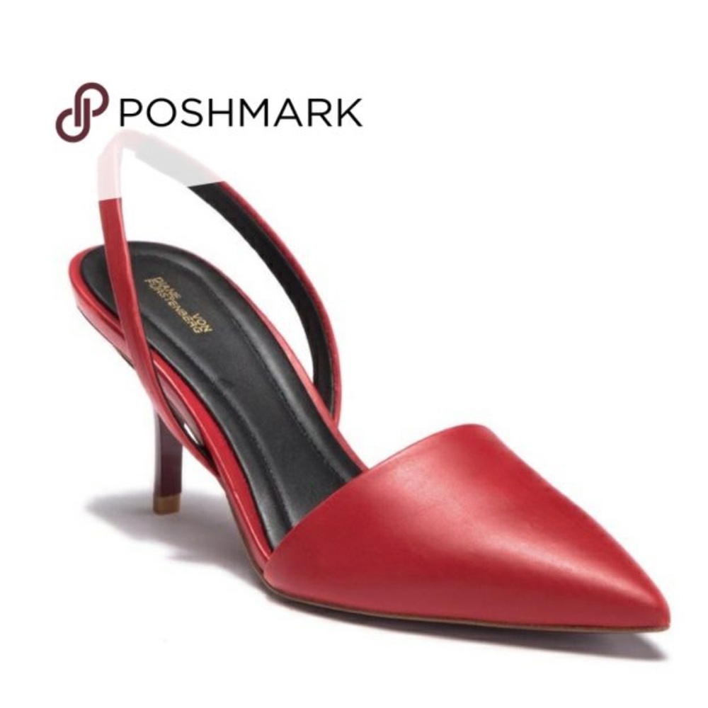 Diane Von Furstenberg ‘Mortelle’ slingback heels red leather sz 37